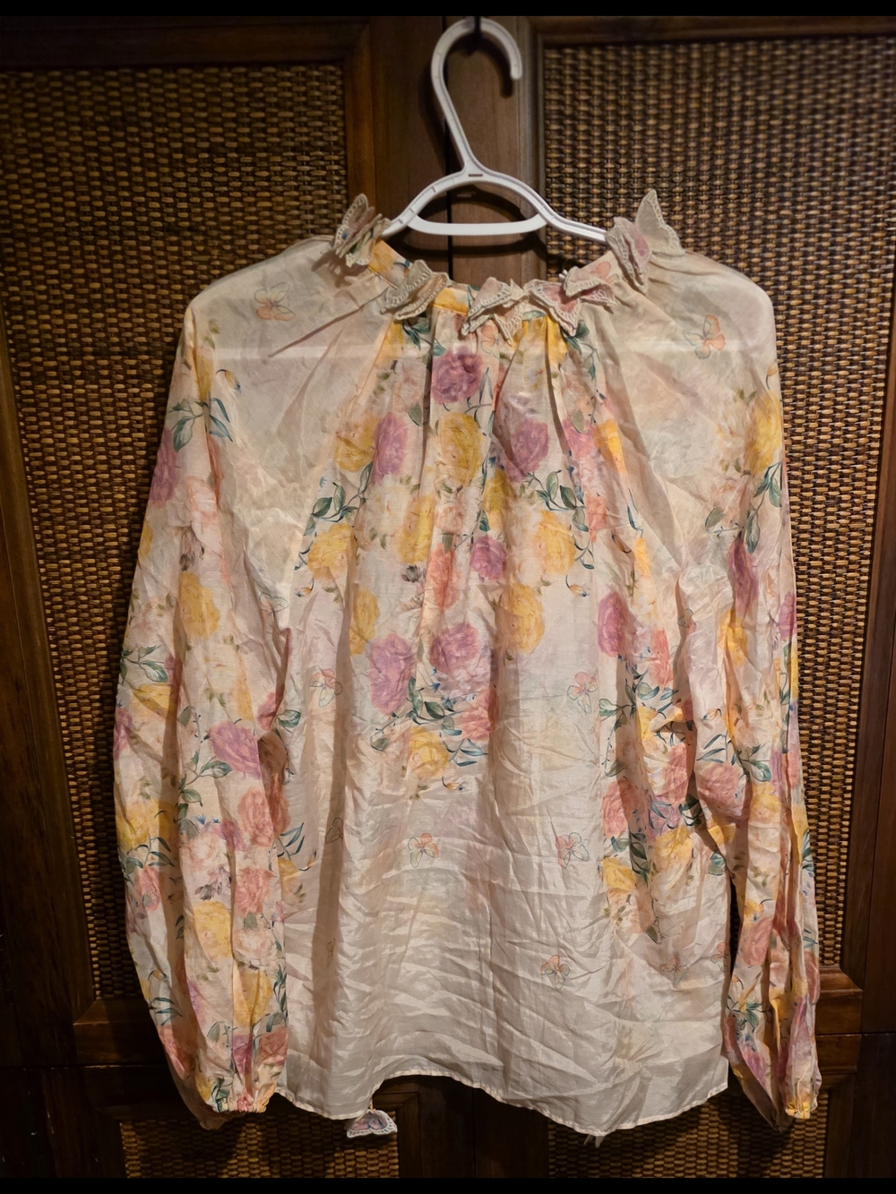 Dream Catcher NWT 22 Ptp Dream Chic Floral Tie-Neck Blouse — Pink & Yellow - Picture 5 of 5